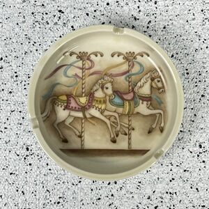 Vintage Otagiri Japan Ashtray Stoneware Carousel Horse Retro Decor Kitsch
